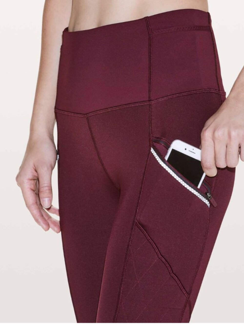 lululemon athletica Garnet Red Toasty Tech Leggings women’s size 8 Like New - Picture 4 of 7